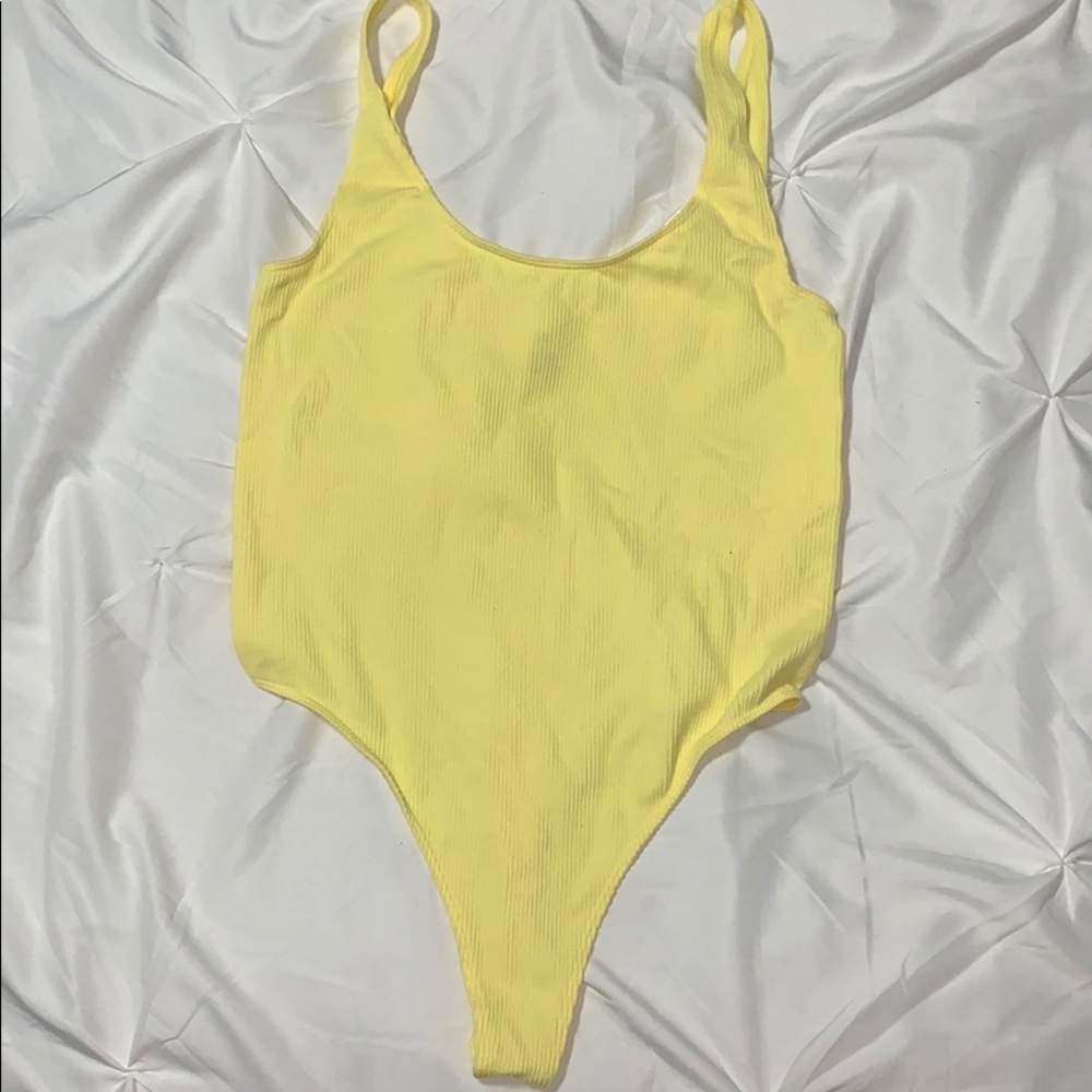 Yellow bodysuit from PacSun- brand Me to We